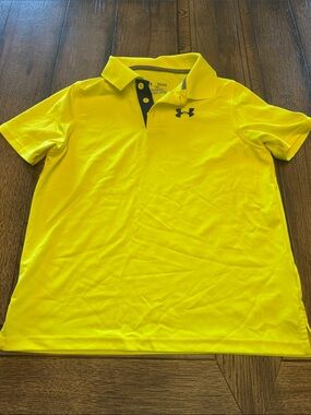 Under Armour Boys Bright Yellow Polo with Blue Trim